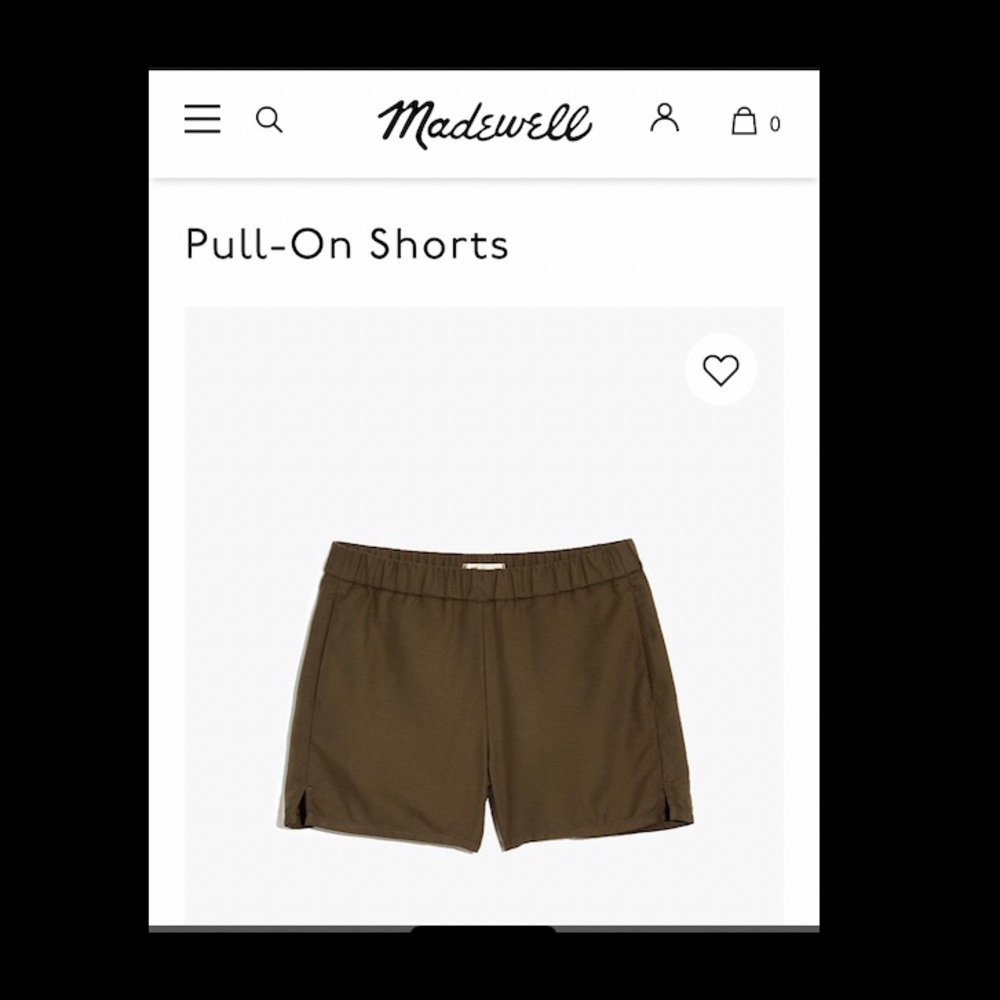 Madewell green pull on shorts